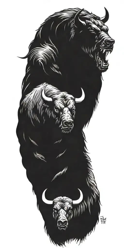 bull vs bear tattoo design idea