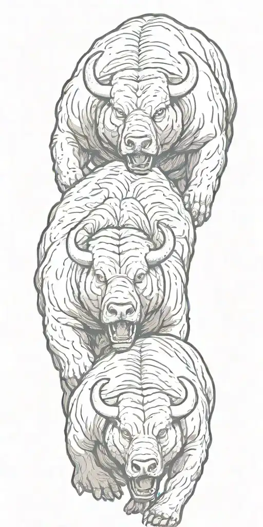 bull vs bear tattoo design idea