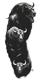 bull vs bear tattoo design idea