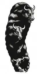 bull vs bear tattoo design idea