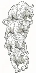 bull vs bear tattoo design idea