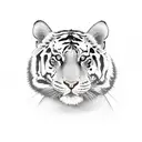 A minimalist design showcasing a single rose with Roman numerals hidden within its petals, accompanied by a small tiger silhouette. tattoo design idea