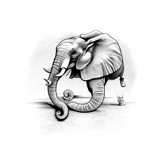 elephant trunk snake tattoo design idea