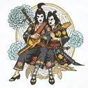 the rockband kiss as japanese samurai tattoo design idea