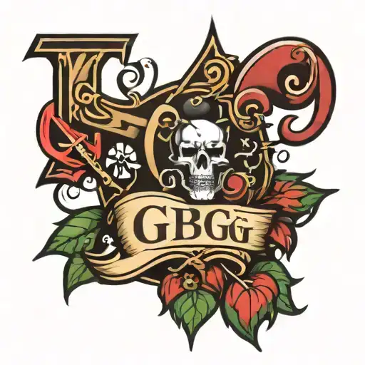 ### GBG Team Tattoo Design #### Description of Elements: 1. **Central Element: GBG** - **Styling**: The letters "GB tattoo design idea