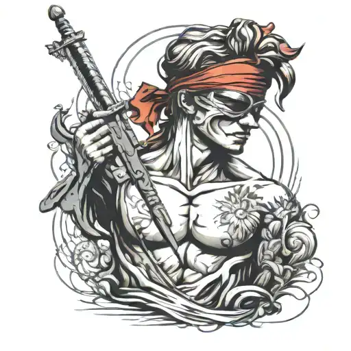blindfolded David statue tattoo design idea