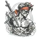 blindfolded David statue tattoo design idea