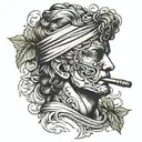 blindfolded David statue tattoo design idea