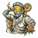 blindfolded David statue tattoo design idea