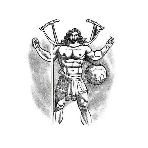 greek god atlas holding up earth tattoo design idea