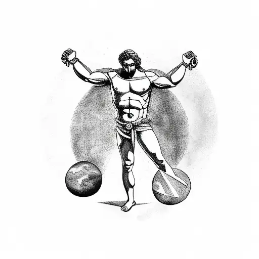 greek god atlas holding up earth tattoo design idea