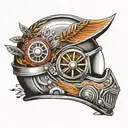 Racing Helmet with car parts  tattoo design idea