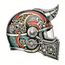 Racing Helmet with car parts  tattoo design idea