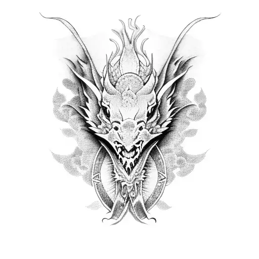 Dragon with rabbit tattoo design idea
