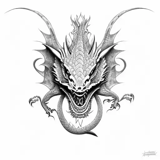 Dragon with rabbit tattoo design idea