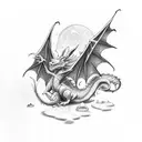 Dragon with rabbit tattoo design idea