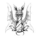 Dragon with rabbit tattoo design idea