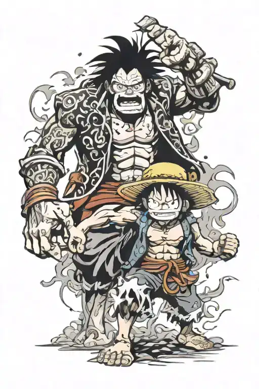 kaido luffy fight tattoo design idea