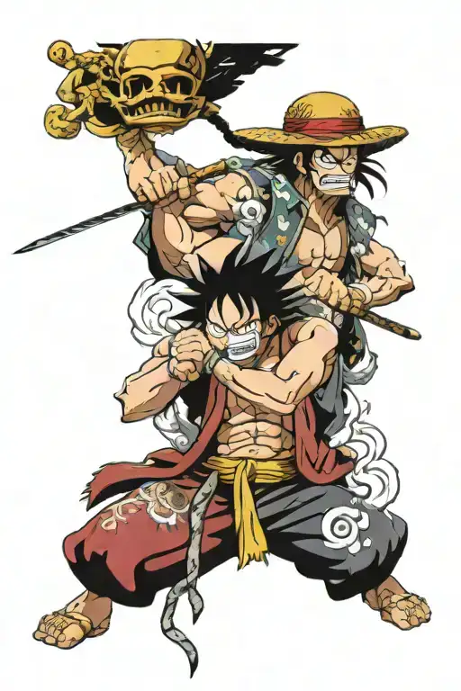 kaido luffy fight tattoo design idea