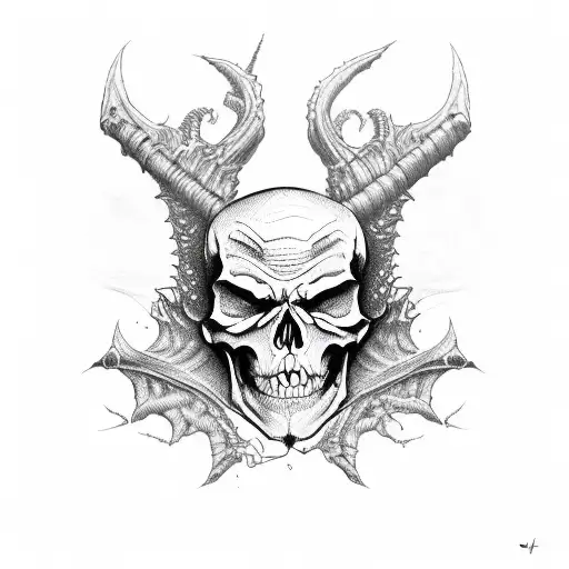 devil skeleton  tattoo design idea