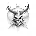 scary devil skeleton without horns  tattoo design idea