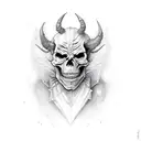 scary devil skeleton without horns  tattoo design idea