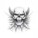 scary devil skeleton without horns  tattoo design idea