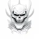 scary devil skeleton without horns  tattoo design idea