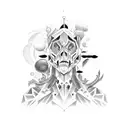 half good face and half evil face tattoo design idea