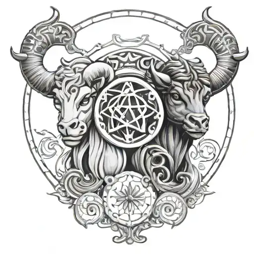 Gemini Taurus Scorpio zodiac sign tattoo design idea