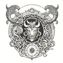 Gemini Taurus Scorpio zodiac sign tattoo design idea