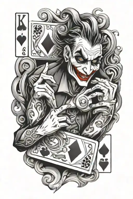 poker joker with heart shaped lock tattoo design idea