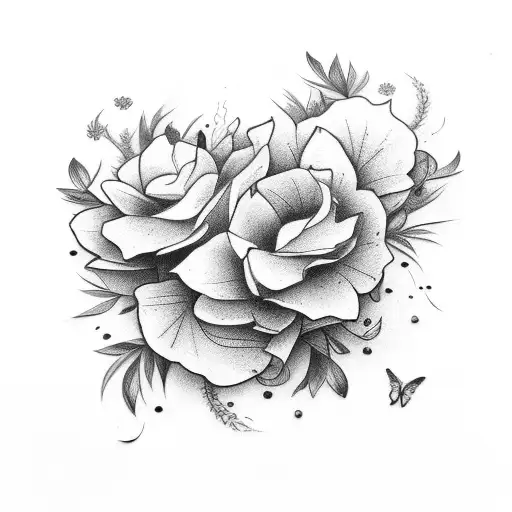 flowers, no details, imperfect lines tattoo design idea