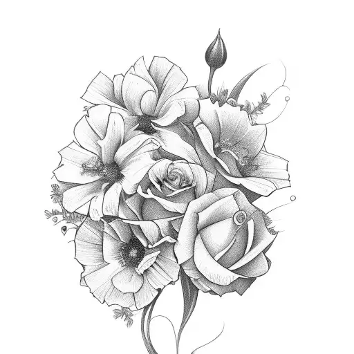 flowers, no details, imperfect lines tattoo design idea