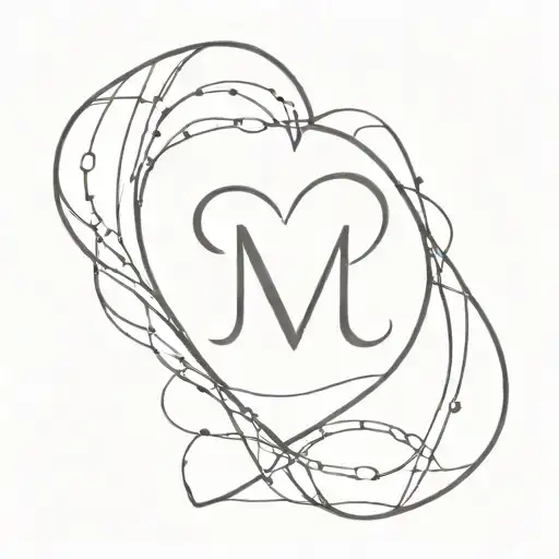 a heart formed from the letters "H" and "M" combined together tattoo design idea