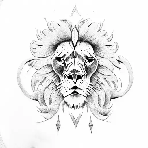 lion greece skull heart tattoo design idea