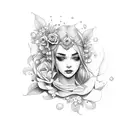 silent princess flowers tattoo design idea