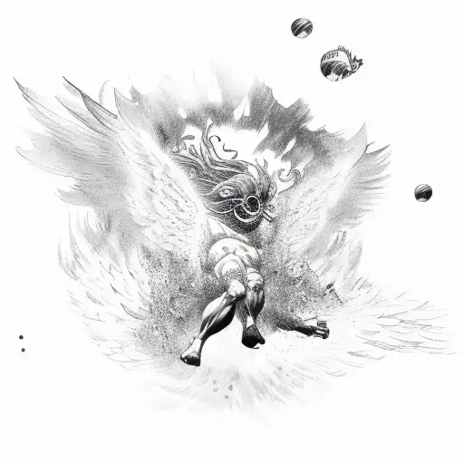 icarus falling from sky tattoo design idea