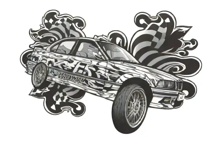 BMW E36 as a Nascar tattoo design idea