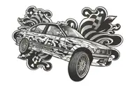 BMW E36 as a Nascar tattoo design idea