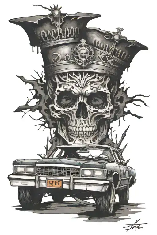 Crown Victoria P71 destroyed tattoo design idea