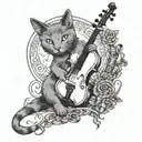 russian blue cat violin clef 1984 year born tattoo design idea