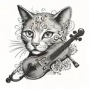 russian blue cat violin clef 1984 year born tattoo design idea
