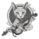 russian blue cat violin clef 1984 year born tattoo design idea