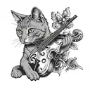 russian blue cat violin clef 1984 year born tattoo design idea