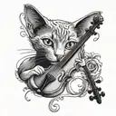 russian blue cat violin clef tattoo design idea