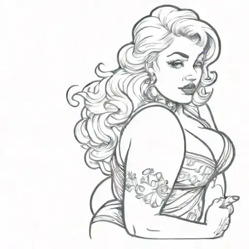 chubby pin up girl tattoo design idea