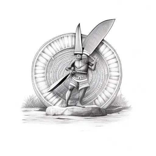 Taino Tribe in shape of a chef knife tattoo design idea