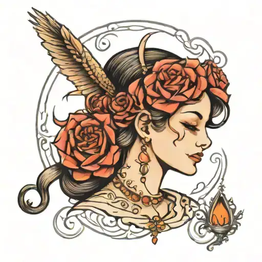 lady head tattoo design idea