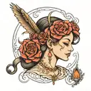 lady head tattoo design idea